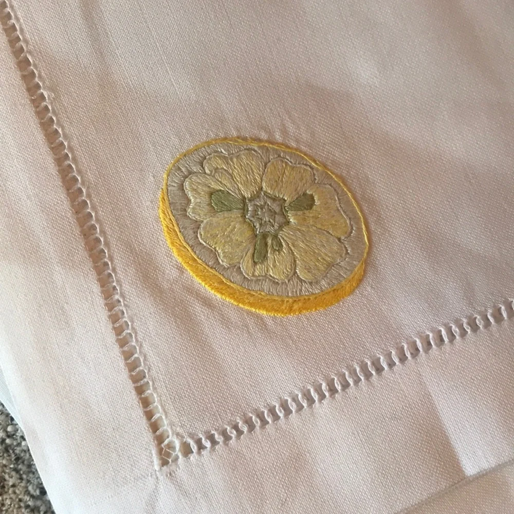 Williams Sonoma Embroidered Lemon Napkins